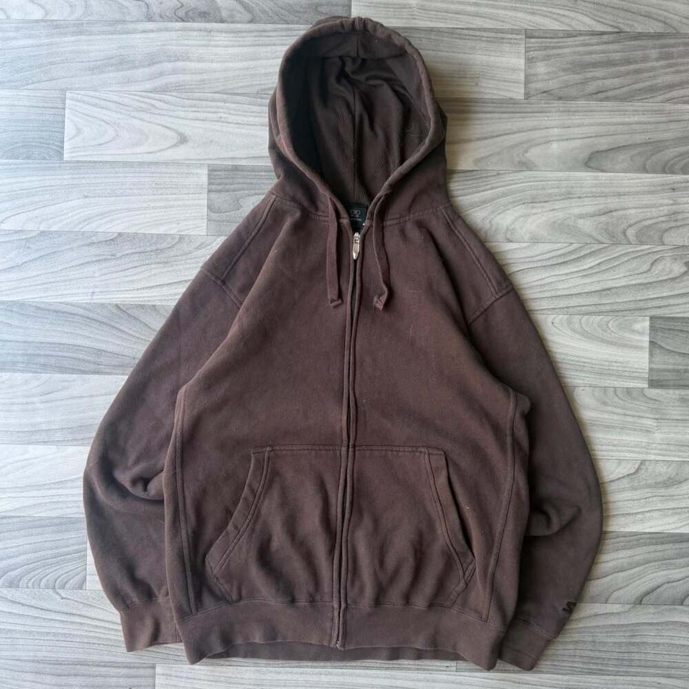 Starter Y2K Brown Zip Up Hoodie Mens Small